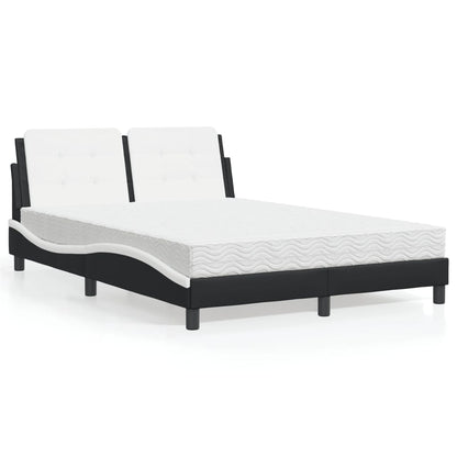 Letto con Materasso Zadar Nero e Bianco 140x200 cm in Similpelle - homemem39