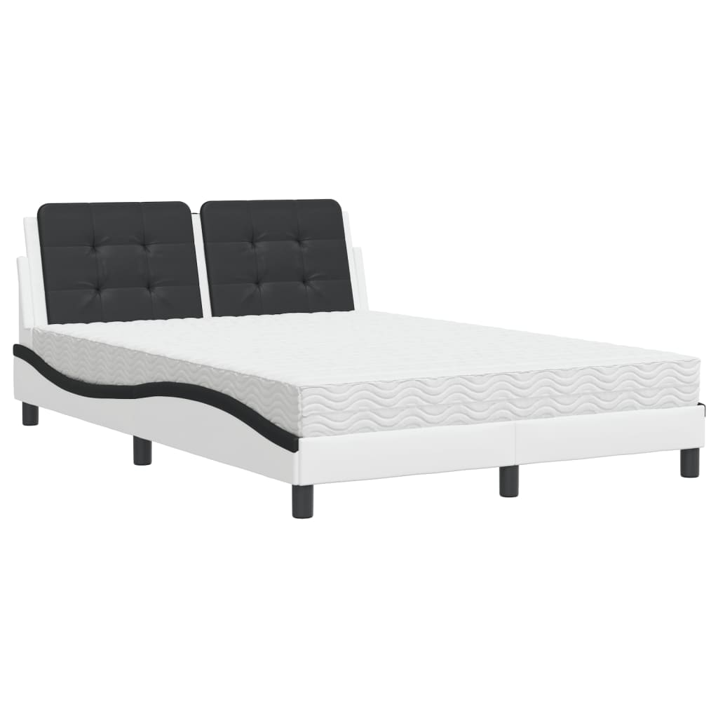Letto con Materasso Zadar Bianco e Nero 140x200 cm in Similpelle - homemem39