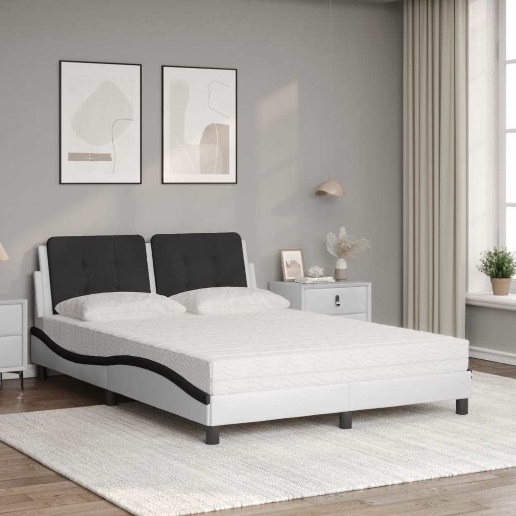 Letto con Materasso Zadar Bianco e Nero 140x200 cm in Similpelle - homemem39