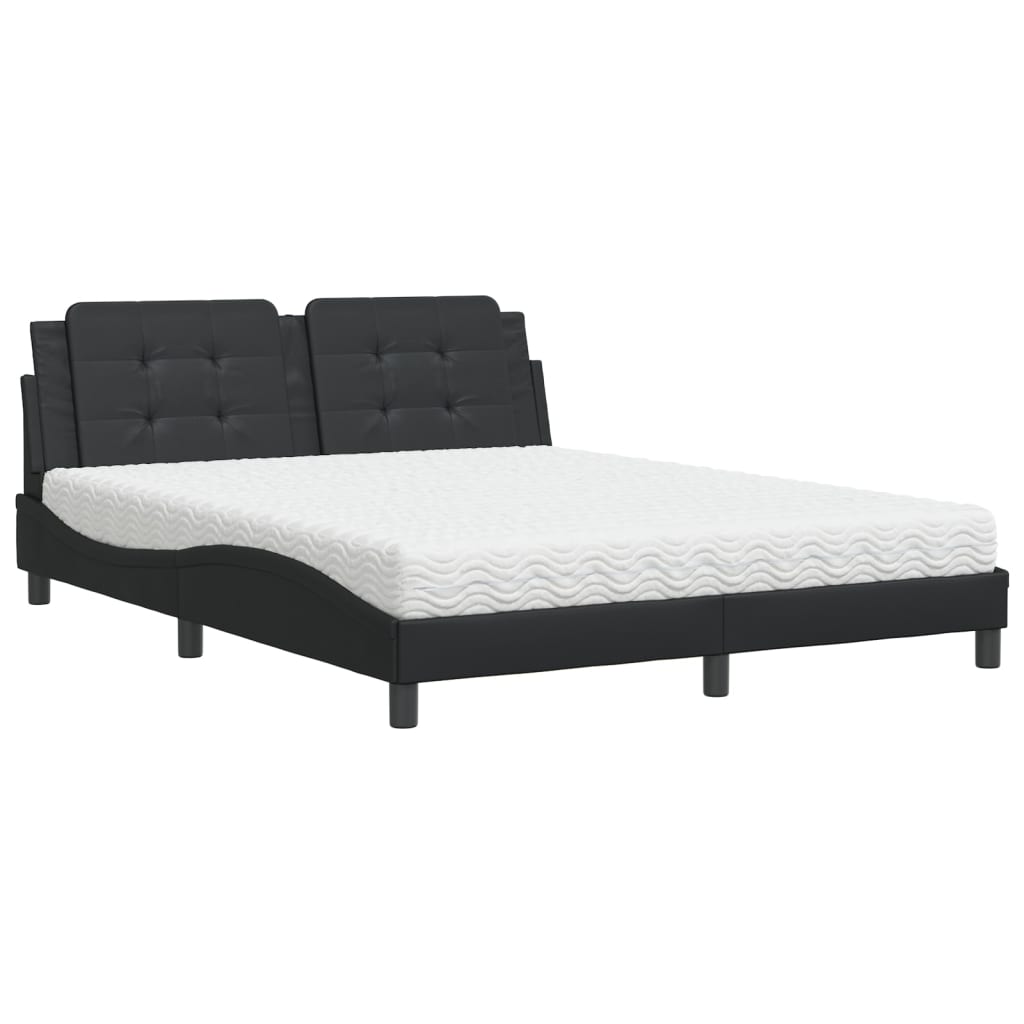 Letto con Materasso Zadar Nero 160x200 cm in Similpelle - homemem39