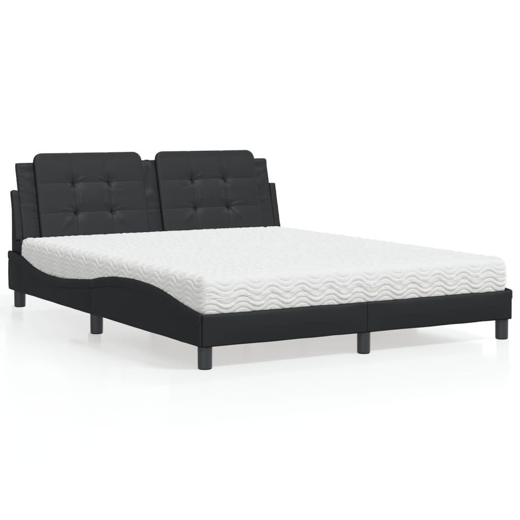 Letto con Materasso Zadar Nero 160x200 cm in Similpelle - homemem39
