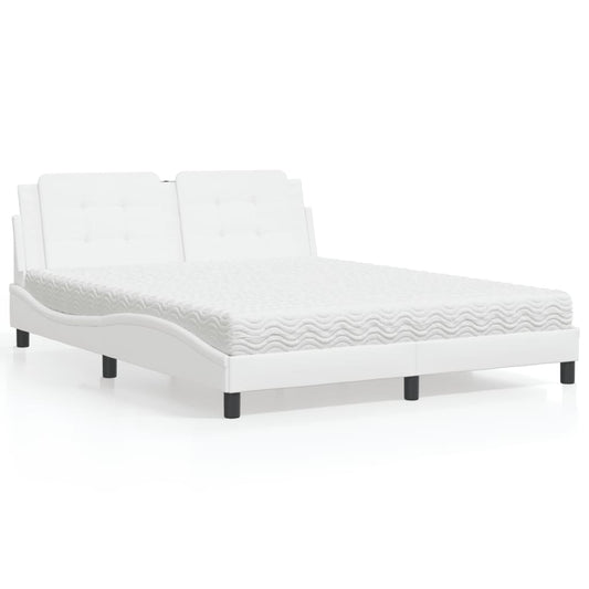 Letto con Materasso Zadar Bianco 160x200 cm in Similpelle