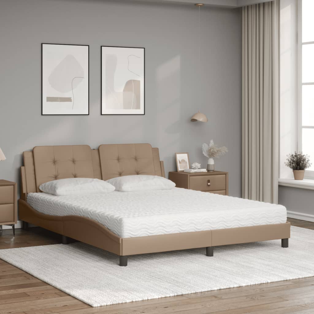 Letto con Materasso Zadar Cappuccino 160x200cm Similpelle - homemem39