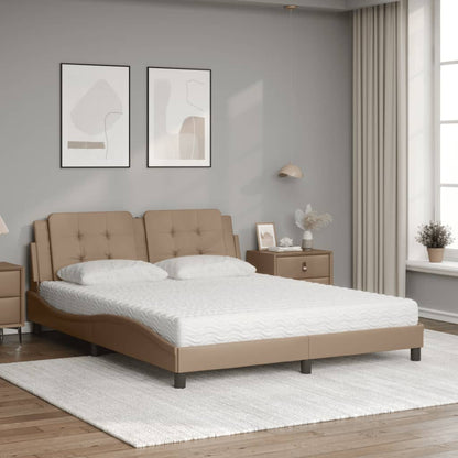 Letto con Materasso Zadar Cappuccino 160x200cm Similpelle - homemem39