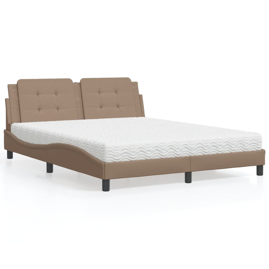 Letto con Materasso Zadar Cappuccino 160x200cm Similpelle - homemem39