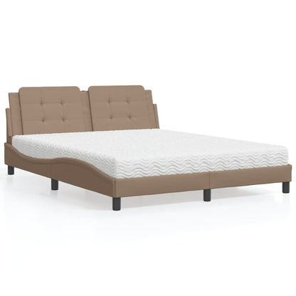 Letto con Materasso Zadar Cappuccino 160x200cm Similpelle - homemem39