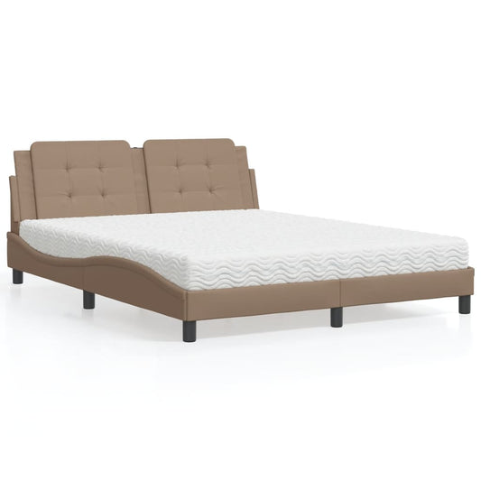 Letto con Materasso Zadar Cappuccino 160x200cm Similpelle - homemem39
