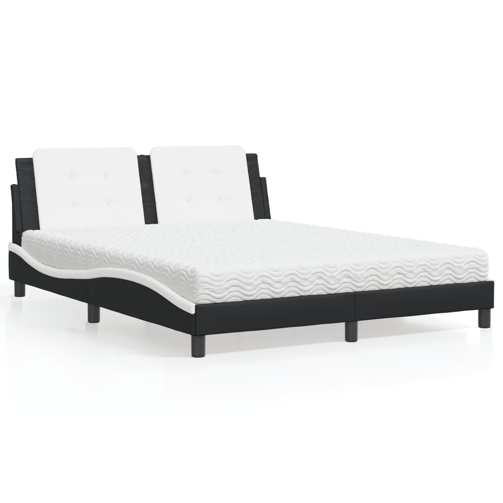 Letto con Materasso Zadar Nero e Bianco 160x200cm Similpelle - homemem39