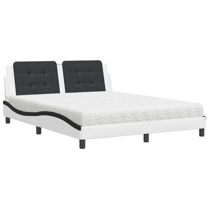 Letto con Materasso Bianco e Nero 160x200cm Similpelle