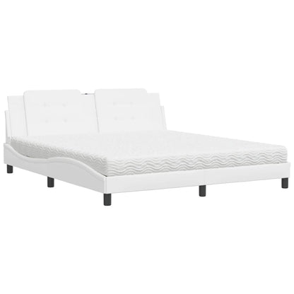 Letto con Materasso Zadar Bianco 180x200 cm in Similpelle - homemem39