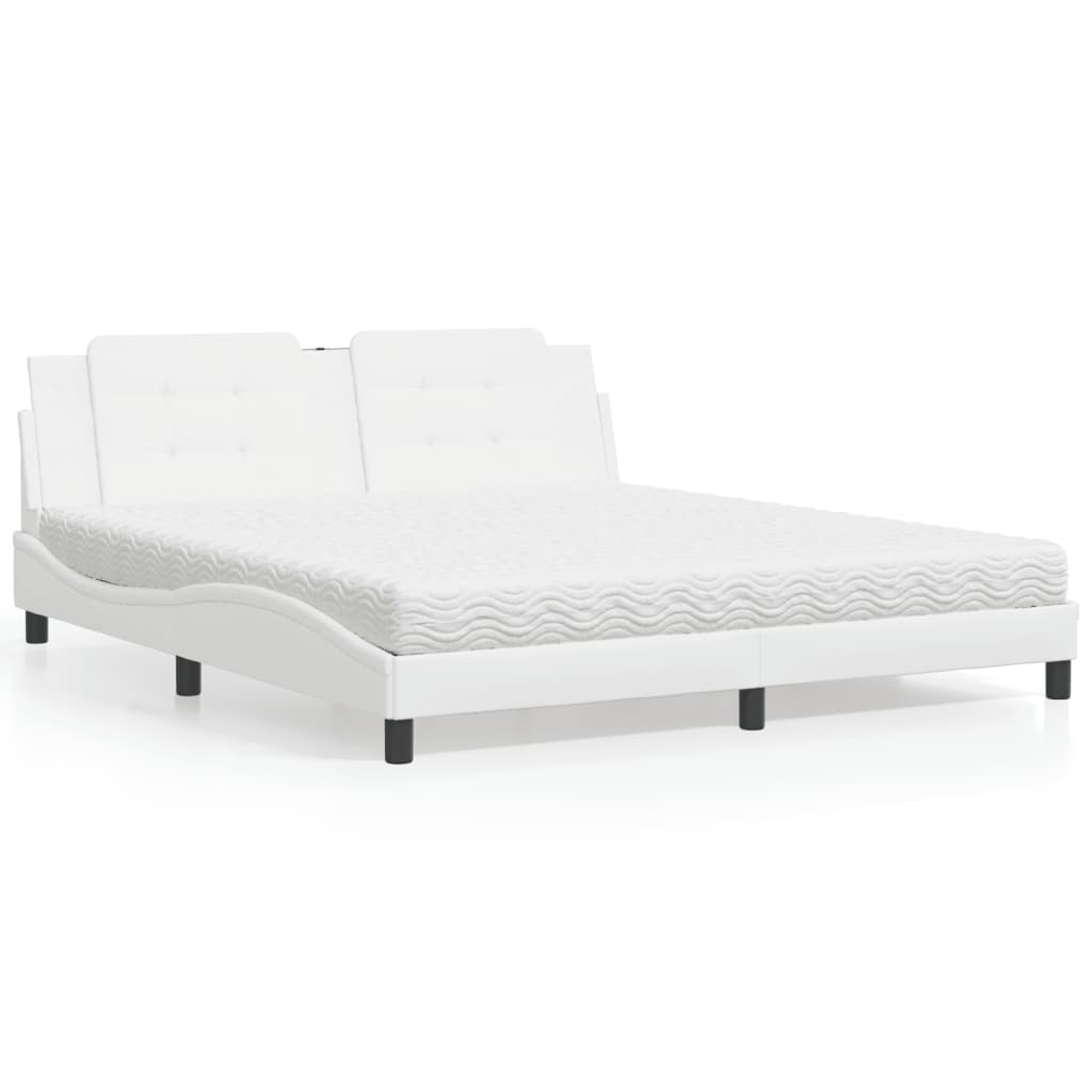 Letto con Materasso Zadar Bianco 180x200 cm in Similpelle - homemem39