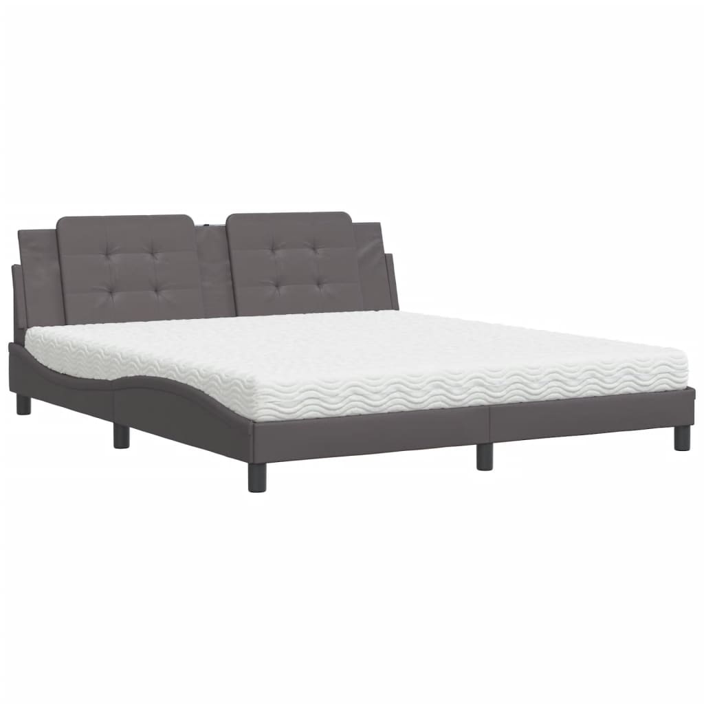 Letto con Materasso Zadar Grigio 180x200 cm in Similpelle | homemem39