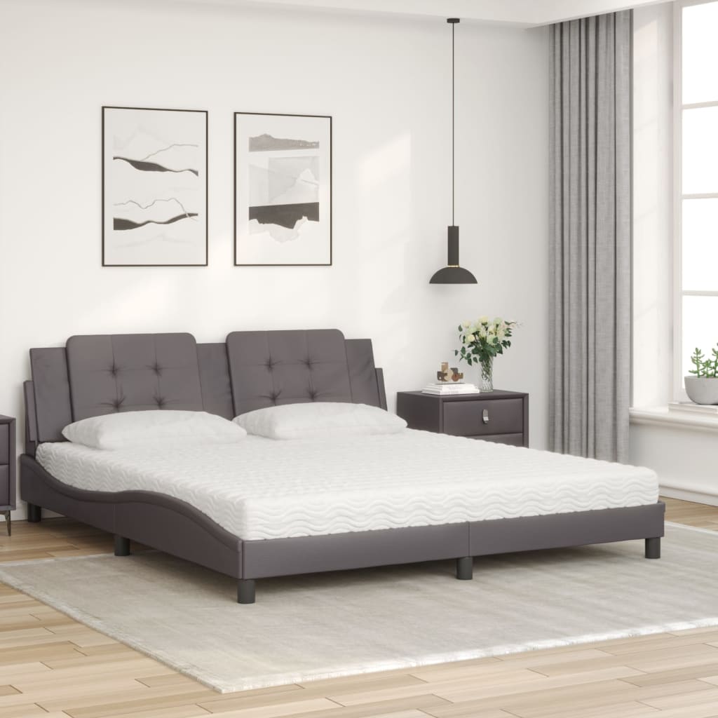 Letto con Materasso Zadar Grigio 180x200 cm in Similpelle | homemem39