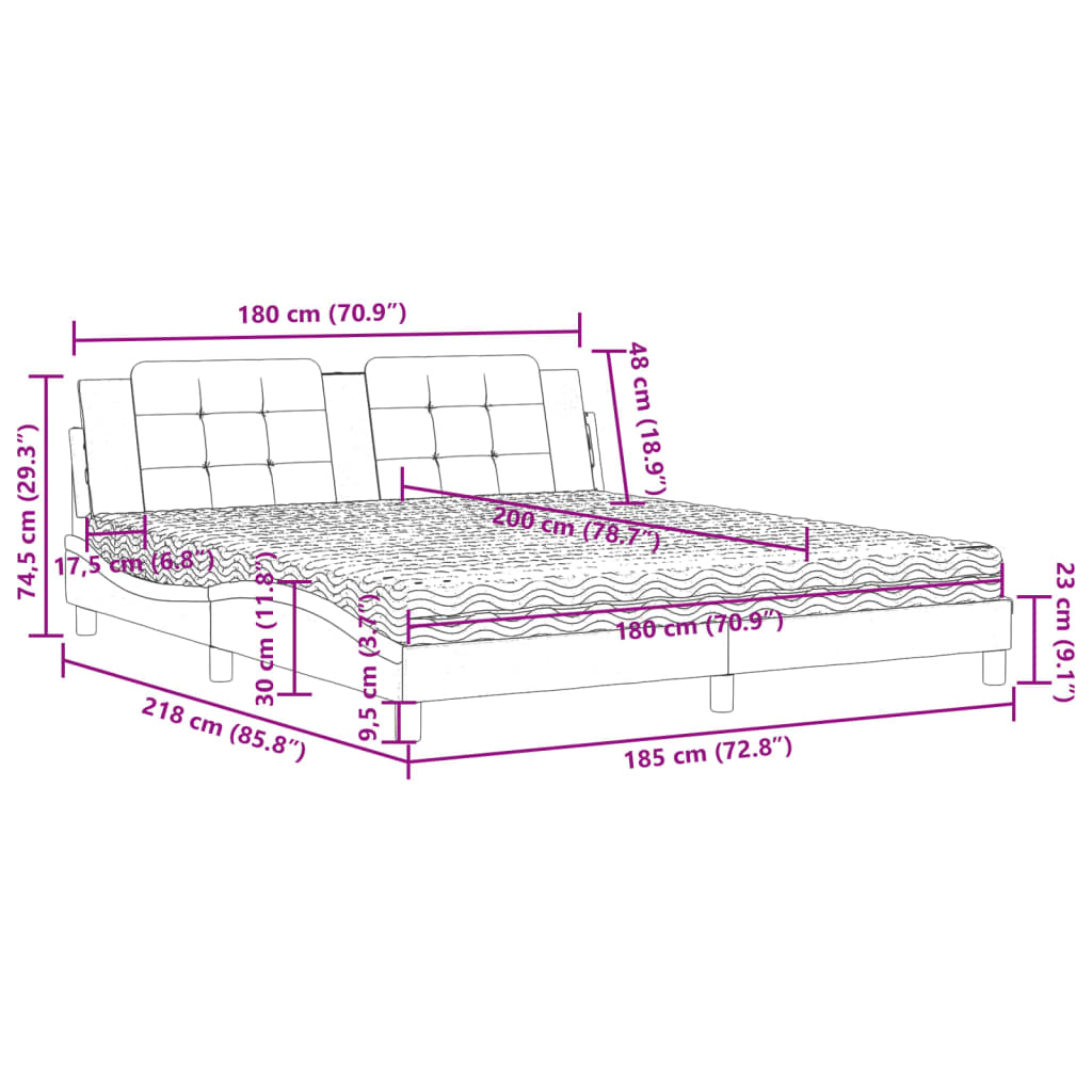 Letto con Materasso Zadar Grigio 180x200 cm in Similpelle | homemem39