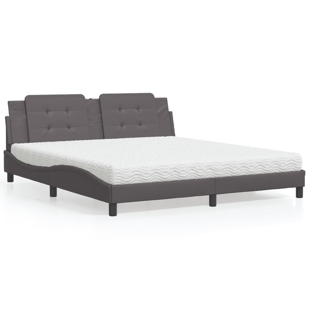 Letto con Materasso Zadar Grigio 180x200 cm in Similpelle | homemem39