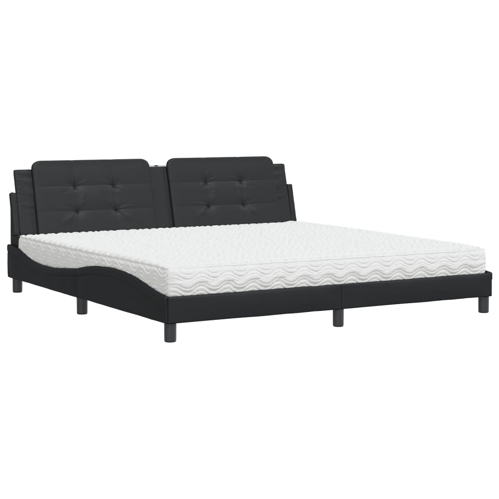 Letto con Materasso Zadar Nero 200x200 cm in Similpelle - homemem39