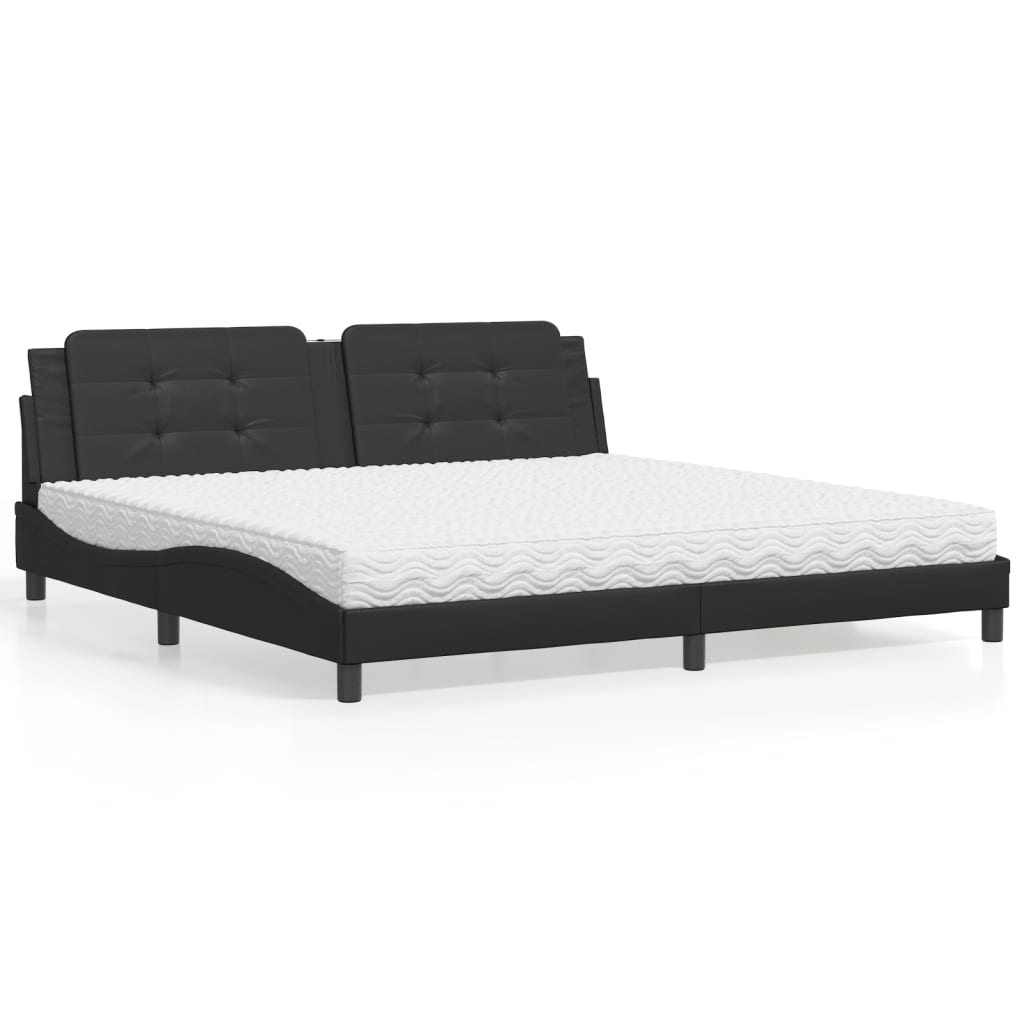 Letto con Materasso Zadar Nero 200x200 cm in Similpelle - homemem39