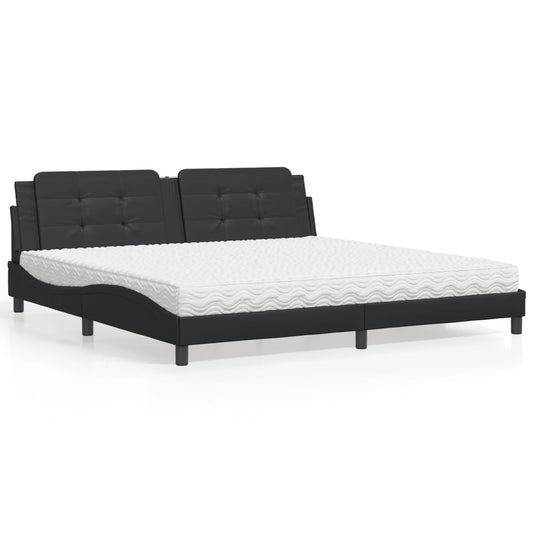 Letto con Materasso Zadar Nero 200x200 cm in Similpelle - homemem39