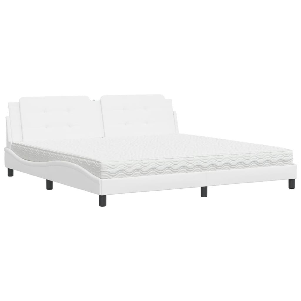 Letto con Materasso Zadar Bianco 200x200cm in Similpelle | homemem39