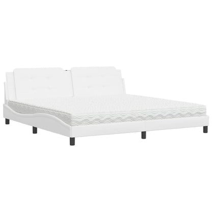 Letto con Materasso Zadar Bianco 200x200cm in Similpelle | homemem39