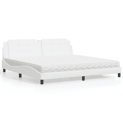Letto con Materasso Zadar Bianco 200x200cm in Similpelle
