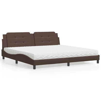 Letto con Materasso Zadar Marrone 200x200cm in Similpelle - homemem39