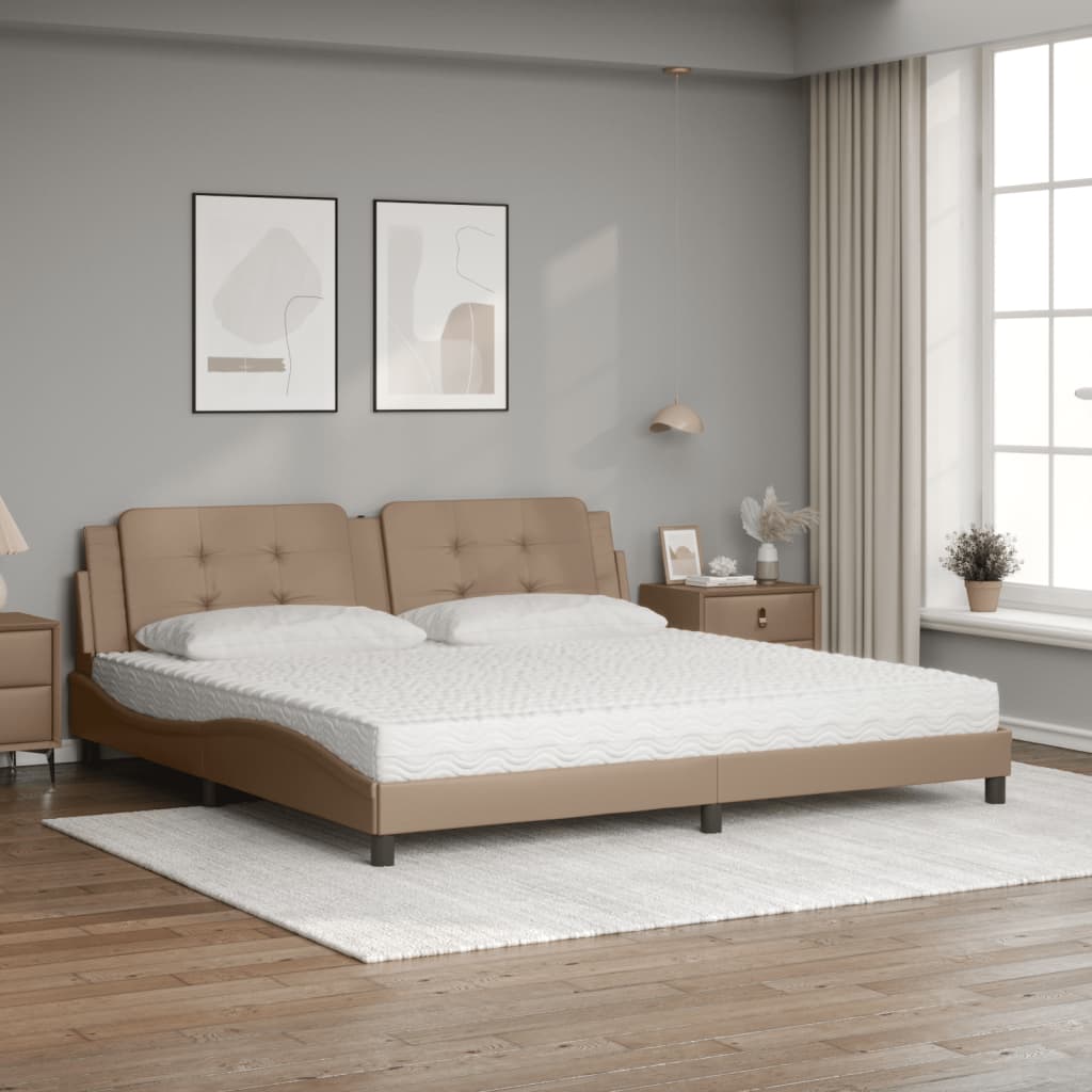 Letto con Materasso Cappuccino 200x200cm Similpelle