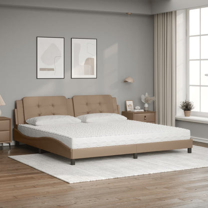 Letto con Materasso Cappuccino 200x200cm Similpelle