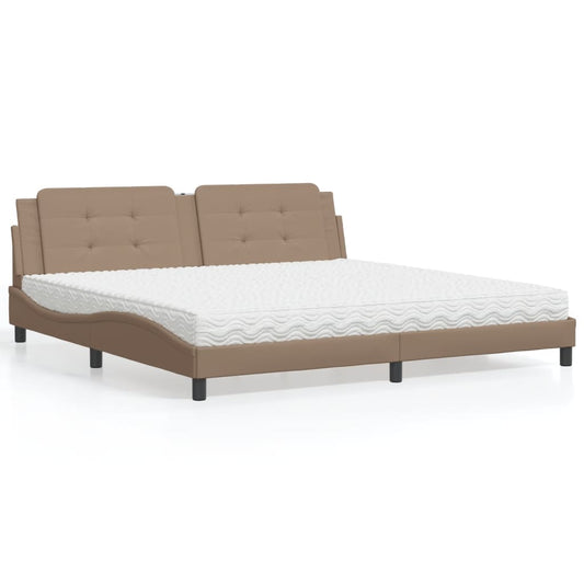 Letto con Materasso Cappuccino 200x200cm Similpelle