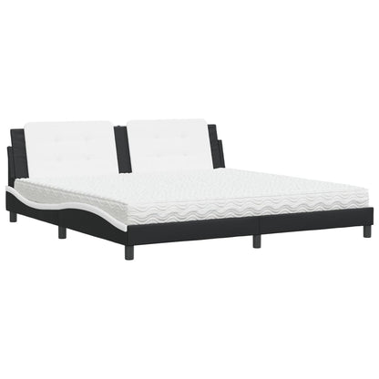 Letto con Materasso Zadar Nero e Bianco 200x200cm in Similpelle - homemem39