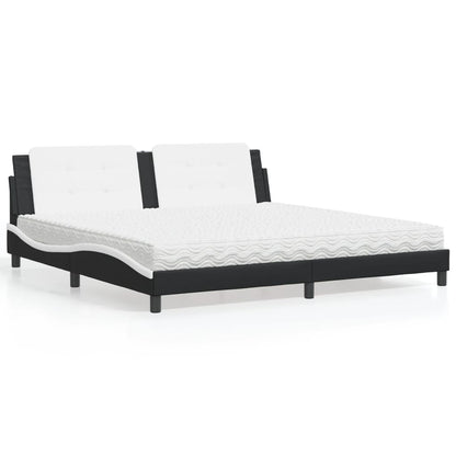 Letto con Materasso Zadar Nero e Bianco 200x200cm in Similpelle - homemem39