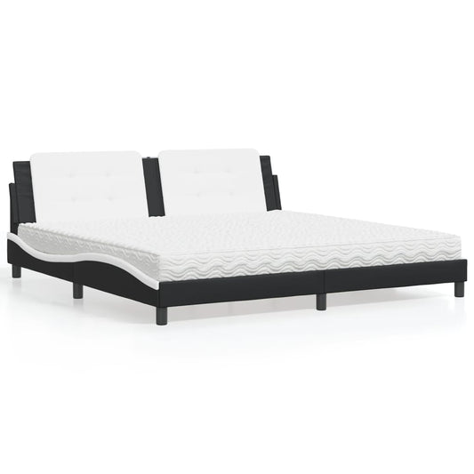 Letto con Materasso Zadar Nero e Bianco 200x200cm in Similpelle - homemem39