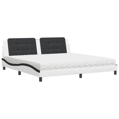 Letto con Materasso Zadar Bianco e Nero 200x200cm in Similpelle | homemem39