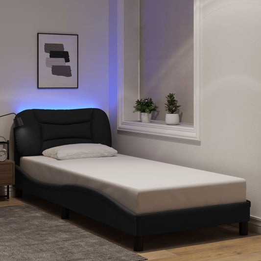 Giroletto con LED senza Materasso Nero 80x200 cm Tessuto