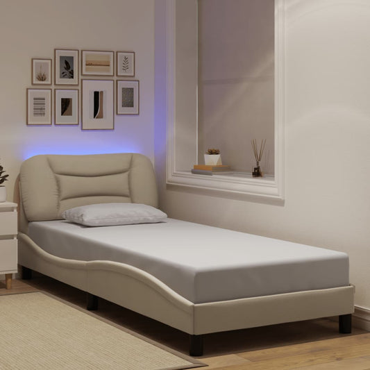 Giroletto con LED senza Materasso Hvar Crema 80x200 cm Tessuto