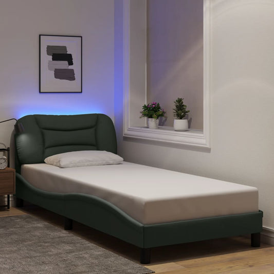 Giroletto con LED senza Materasso Grigio Scuro 90x190cm Tessuto