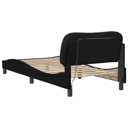 Giroletto con LED senza Materasso Nero 90x190 cm in Tessuto
