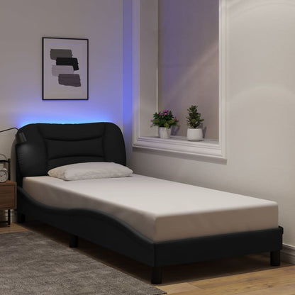 Giroletto con LED senza Materasso Nero 90x190 cm in Tessuto