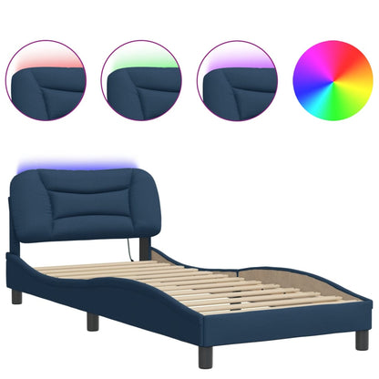 Giroletto con LED senza Materasso Blu 90x190 cm in Tessuto