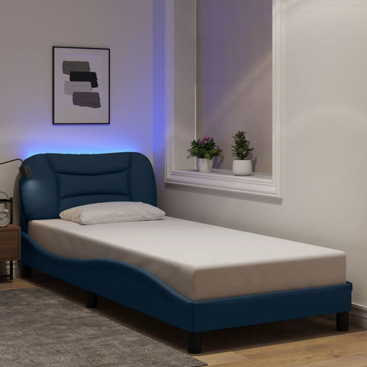 Giroletto con LED senza Materasso Blu 90x190 cm in Tessuto