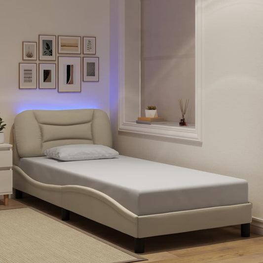 Giroletto con LED senza Materasso Crema 90x200 cm in Tessuto