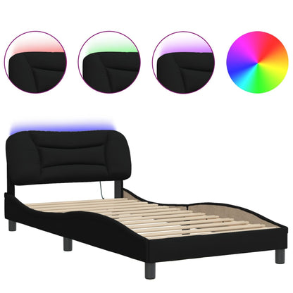 Giroletto con LED senza Materasso Hvar Nero 100x200 cm Tessuto