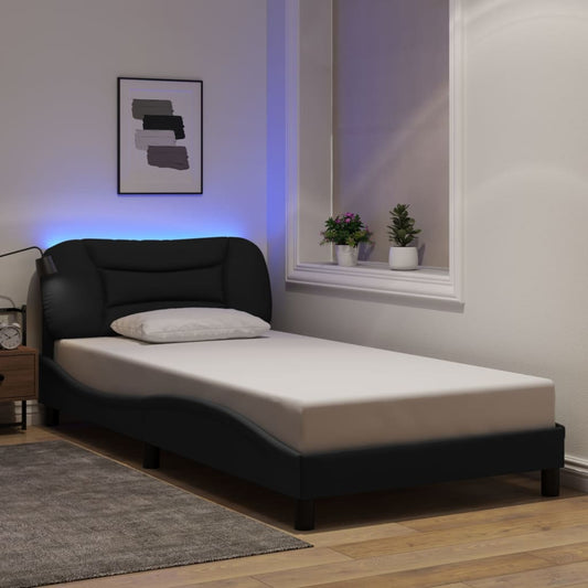 Giroletto con LED senza Materasso Hvar Nero 100x200 cm Tessuto