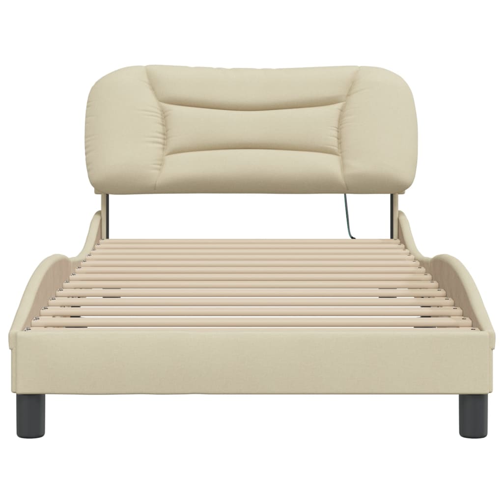 Giroletto con LED senza Materasso Hvar Crema 100x200 cm in Tessuto - homemem39