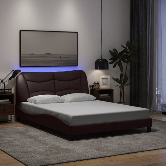 Giroletto con LED senza Materasso Hvar Marrone Scuro 140x190 cm