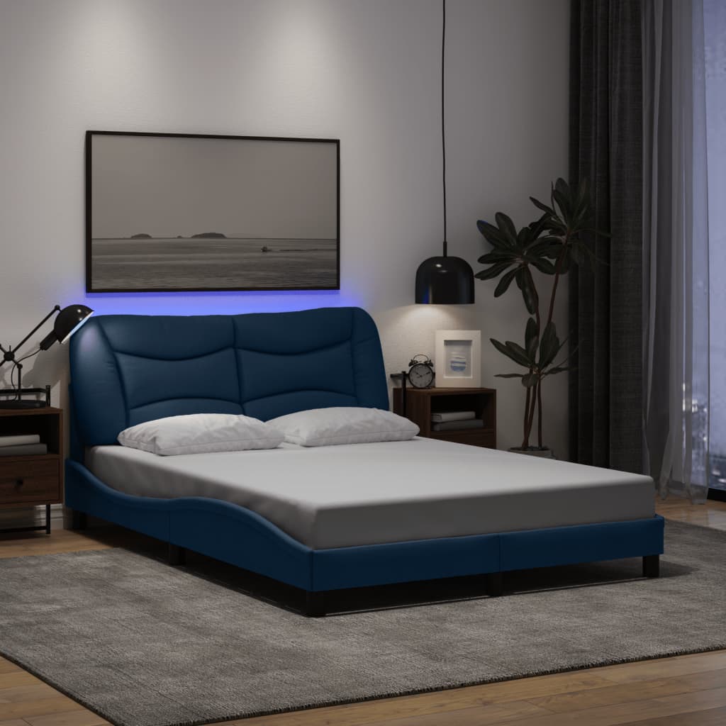 Giroletto con LED senza Materasso Hvar Blu 140x200 cm in Tessuto | homemem39