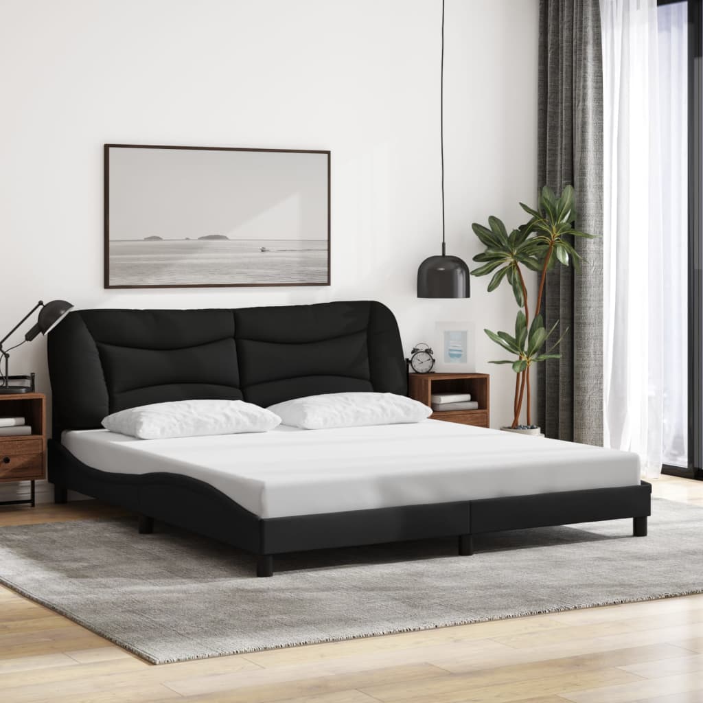 Giroletto con LED senza Materasso Hvar Nero 180x200 cm Tessuto
