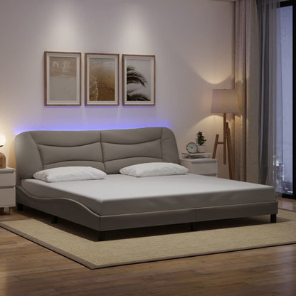 Giroletto con LED senza Materasso Hvar Tortora 200x200 cm in Tessuto - homemem39