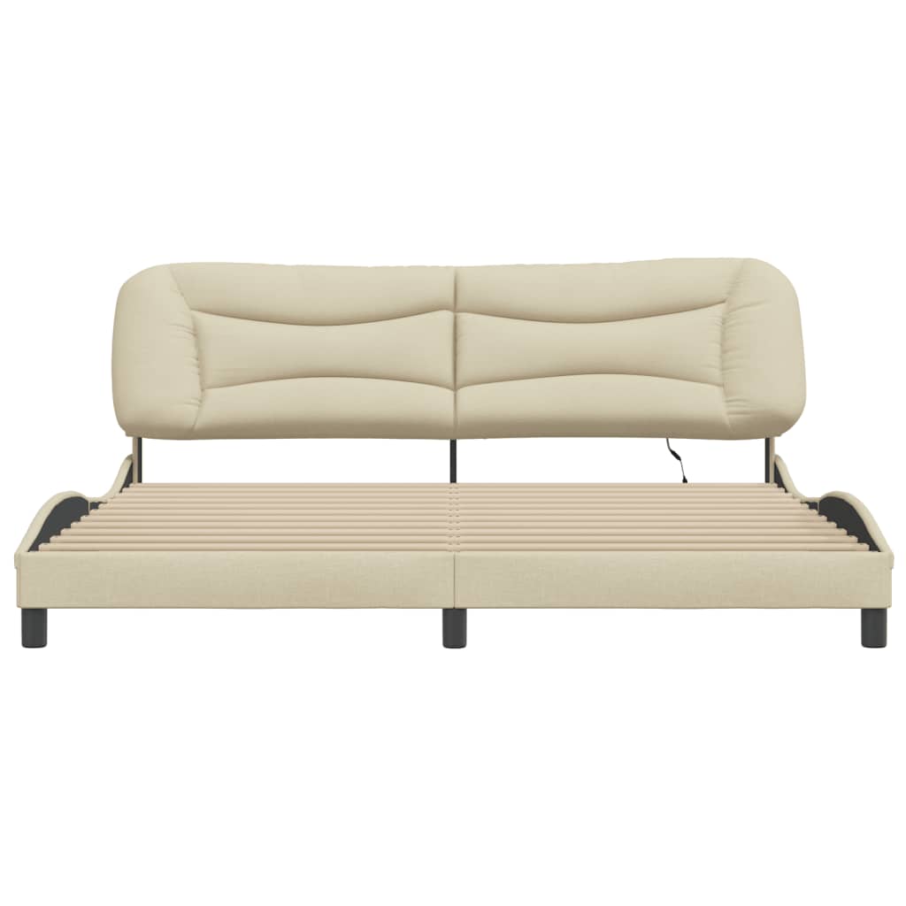 Giroletto con LED senza Materasso Hvar Crema 200x200 cm in Tessuto - homemem39