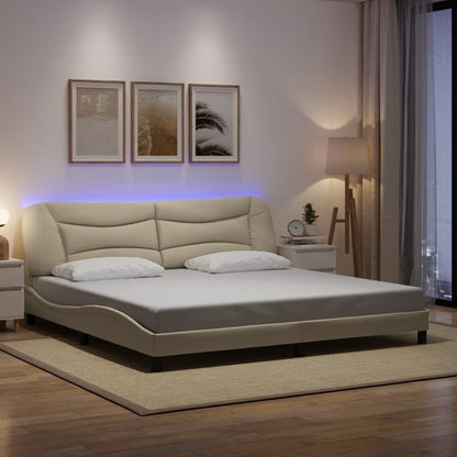Giroletto con LED senza Materasso Hvar Crema 200x200 cm in Tessuto - homemem39